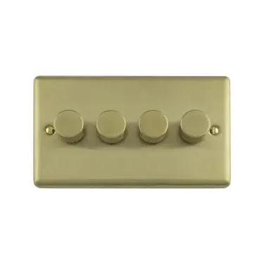 Click Here To Enlarge This Photo Of EN4DLEDSB - Eurolite 4 Gang 400W/LED 2Way Dimmer Switch Satin Brass (Enhance Range)