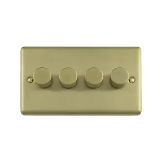 EN4DLEDSB - Eurolite 4 Gang 400W/LED 2Way Dimmer Switch Satin Brass (Enhance Range)