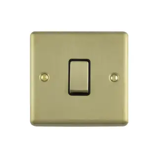 EN1SWSBB - Eurolite 1 Gang 10Amp 2Way Switch Satin Brass with Black Trim (Enhance Range)