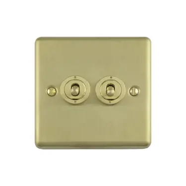 Click Here To Enlarge This Photo Of ENT2SWSB - Eurolite 2 Gang Toggle Switch Satin Brass (Enhance Range)