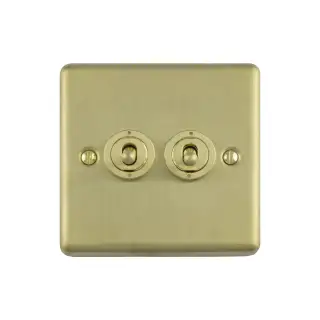 ENT2SWSB - Eurolite 2 Gang Toggle Switch Satin Brass (Enhance Range)