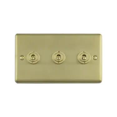 Click Here To Enlarge This Photo Of ENT3SWSB - Eurolite 3 Gang Toggle Switch Satin Brass (Enhance Range)