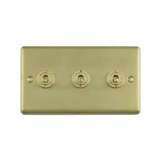 ENT3SWSB - Eurolite 3 Gang Toggle Switch Satin Brass (Enhance Range)