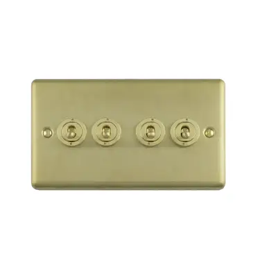 Click Here To Enlarge This Photo Of ENT4SWSB - Eurolite 4 Gang Toggle Switch Satin Brass (Enhance Range)
