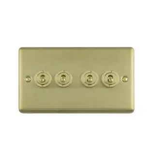 ENT4SWSB - Eurolite 4 Gang Toggle Switch Satin Brass (Enhance Range)
