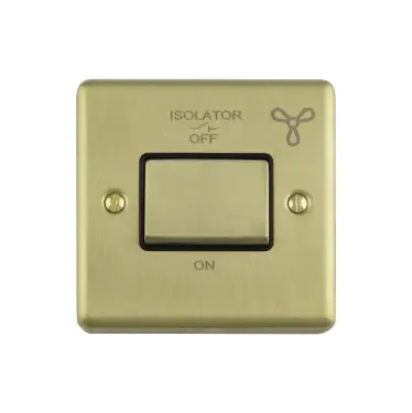 Click Here To Enlarge This Photo Of ENFSWSBB - Eurolite 6Amp Fan Isolator Switch Satin Brass with Black Trim (Enhance Range)