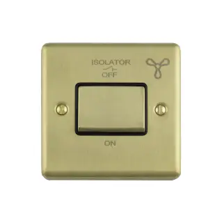 ENFSWSBB - Eurolite 6Amp Fan Isolator Switch Satin Brass with Black Trim (Enhance Range)