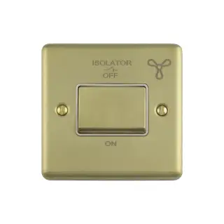 ENFSWSBW - Eurolite 6Amp Fan Isolator Switch Satin Brass with White Trim (Enhance Range)