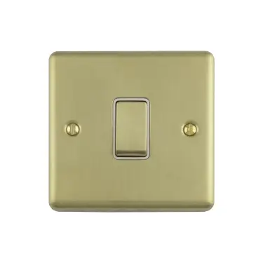 Click Here To Enlarge This Photo Of ENINTSBW - Eurolite 1 Gang 10Amp Intermediate Switch Satin Brass with White Trim (Enhance Range)