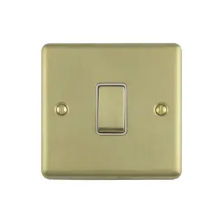 ENINTSBW - Eurolite 1 Gang 10Amp Intermediate Switch Satin Brass with White Trim (Enhance Range)