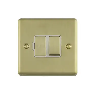 Click Here To Enlarge This Photo Of ENSWFSBW - Eurolite 13Amp DP Switched Fuse Spur Satin Brass with White Trim (Enhance Range)