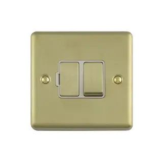 ENSWFSBW - Eurolite 13Amp DP Switched Fuse Spur Satin Brass with White Trim (Enhance Range)