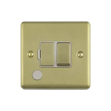 Click Here To Enlarge This Photo Of ENSWFFOSBW - Eurolite 13Amp DP Switched Fuse Spur with Flex Outlet Satin Brass with White Trim (Enhance Range)
