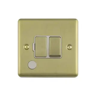 ENSWFFOSBW - Eurolite 13Amp DP Switched Fuse Spur with Flex Outlet Satin Brass with White Trim (Enhance Range)