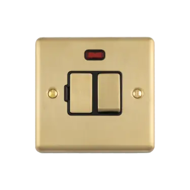 Click Here To Enlarge This Photo Of ENSWFNSBB - Eurolite 13Amp DP Switched Fuse Spur with Neon Indicator Satin Brass with Black Trim (Enhance Range)