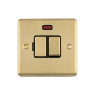 ENSWFNSBB - Eurolite 13Amp DP Switched Fuse Spur with Neon Indicator Satin Brass with Black Trim (Enhance Range)