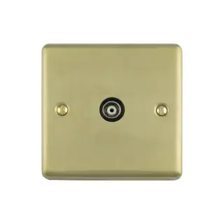 EN1TVSBB - Eurolite 1 Gang TV Coaxial Socket Satin Brass with Black Trim (Enhance Range)
