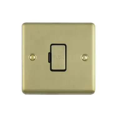 Click Here To Enlarge This Photo Of ENUSWFSBB - Eurolite 13Amp Unswitched Fuse Spur Satin Brass with Black Trim (Enhance Range)