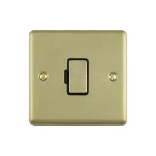 ENUSWFSBB - Eurolite 13Amp Unswitched Fuse Spur Satin Brass with Black Trim (Enhance Range)