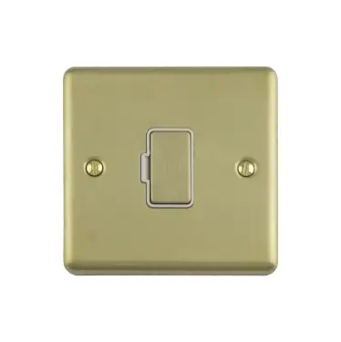Click Here To Enlarge This Photo Of ENUSWFSBW - Eurolite 13Amp Unswitched Fuse Spur Satin Brass with White Trim (Enhance Range)