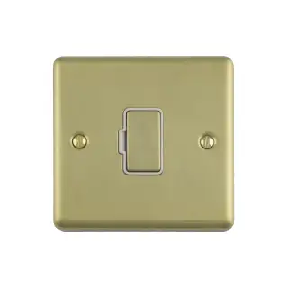 ENUSWFSBW - Eurolite 13Amp Unswitched Fuse Spur Satin Brass with White Trim (Enhance Range)