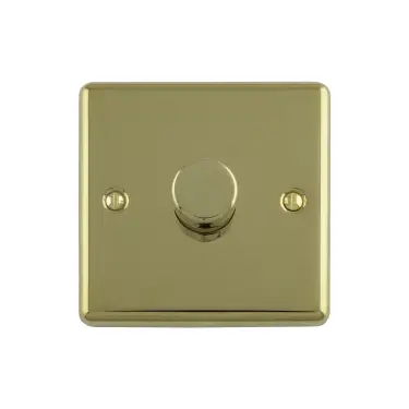 Click Here To Enlarge This Photo Of EN1DLEDPB - Eurolite 1 Gang 400W/LED 2Way Dimmer Switch Polished Brass (Enhance Range)