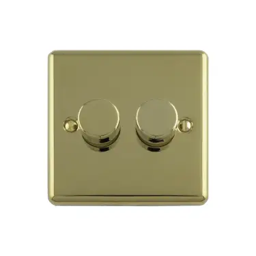 Click Here To Enlarge This Photo Of EN2DLEDPB - Eurolite 2 Gang 400W/LED 2Way Dimmer Switch Polished Brass (Enhance Range)