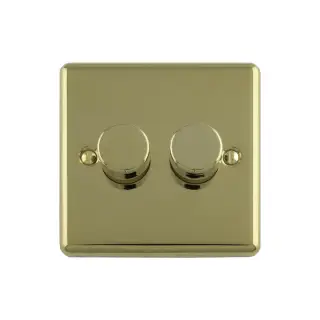 EN2DLEDPB - Eurolite 2 Gang 400W/LED 2Way Dimmer Switch Polished Brass (Enhance Range)