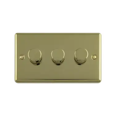 Click Here To Enlarge This Photo Of EN3DLEDPB - Eurolite 3 Gang 400W/LED 2Way Dimmer Switch Polished Brass (Enhance Range)