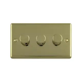 EN3DLEDPB - Eurolite 3 Gang 400W/LED 2Way Dimmer Switch Polished Brass (Enhance Range)