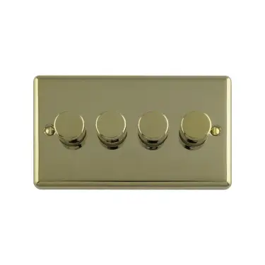 Click Here To Enlarge This Photo Of EN4DLEDPB - Eurolite 4 Gang 400W/LED 2Way Dimmer Switch Polished Brass (Enhance Range)