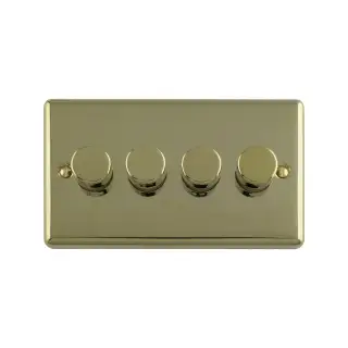 EN4DLEDPB - Eurolite 4 Gang 400W/LED 2Way Dimmer Switch Polished Brass (Enhance Range)