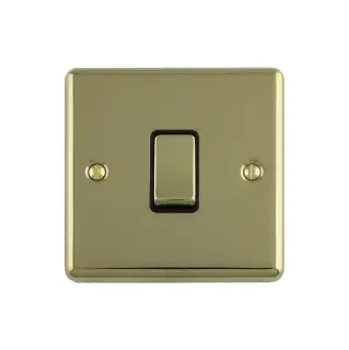 EN1SWPBB - Eurolite 1 Gang 10Amp 2Way Switch Polished Brass with Black Trim (Enhance Range)