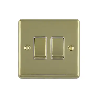 Click Here To Enlarge This Photo Of EN2SWPBB - Eurolite 2 Gang 10Amp 2Way Switch Polished Brass with Black Trim (Enhance Range)