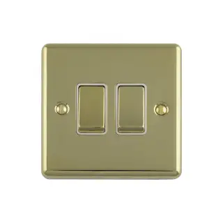 EN2SWPBB - Eurolite 2 Gang 10Amp 2Way Switch Polished Brass with Black Trim (Enhance Range)