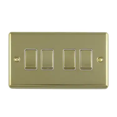 Click Here To Enlarge This Photo Of EN4SWPBW - Eurolite 4 Gang 10Amp 2Way Switch Polished Brass with White Trim (Enhance Range)