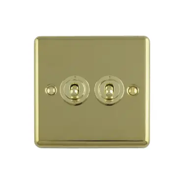 Click Here To Enlarge This Photo Of ENT2SWPB - Eurolite 2 Gang Toggle Switch Polished Brass (Enhance Range)