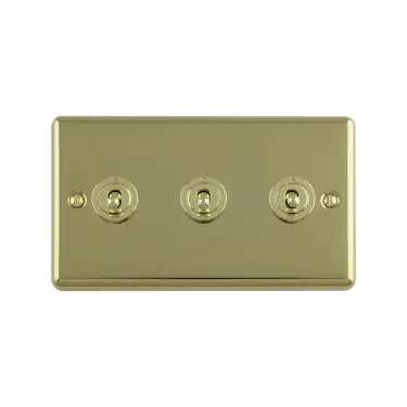 Click Here To Enlarge This Photo Of ENT3SWPB - Eurolite 3 Gang Toggle Switch Polished Brass (Enhance Range)