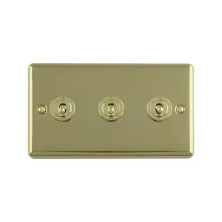 ENT3SWPB - Eurolite 3 Gang Toggle Switch Polished Brass (Enhance Range)