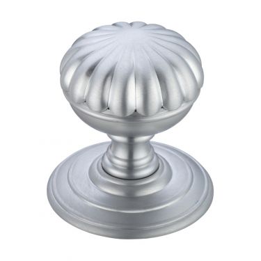 Click Here To Enlarge This Photo Of FB307SC - Zoo Hardware Fulton & Bray Flower Mortice Knob on Round Rose (Unsprung) Concealed Fix - Satin Chrome