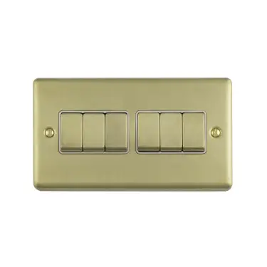 Click Here To Enlarge This Photo Of EN6SWPBW - Eurolite 6 Gang 10Amp 2Way Switch Polished Brass with White Trim (Enhance Range)
