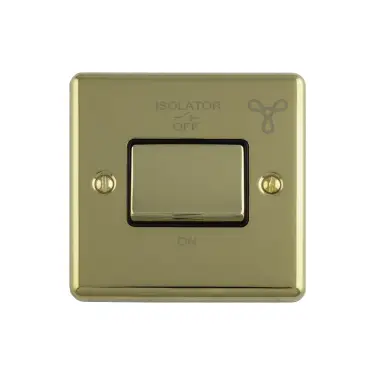 Click Here To Enlarge This Photo Of ENFSWPBB - Eurolite 6Amp Fan Isolator Switch Polished Brass with Black Trim (Enhance Range)