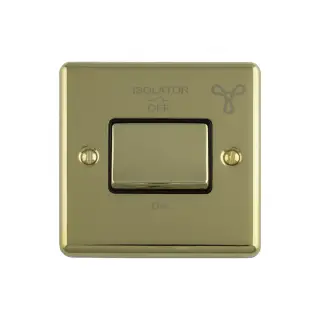 ENFSWPBB - Eurolite 6Amp Fan Isolator Switch Polished Brass with Black Trim (Enhance Range)