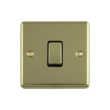 Click Here To Enlarge This Photo Of ENINTPBB - Eurolite 1 Gang 10Amp Intermediate Switch Polished Brass with Black Trim (Enhance Range)