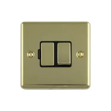 Click Here To Enlarge This Photo Of ENSWFPBB - Eurolite 13Amp DP Switched Fuse Spur Polished Brass with Black Trim (Enhance Range)