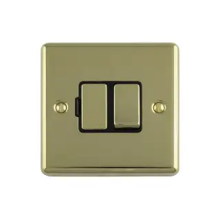 ENSWFPBB - Eurolite 13Amp DP Switched Fuse Spur Polished Brass with Black Trim (Enhance Range)