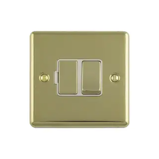 ENSWFPBW - Eurolite 13Amp DP Switched Fuse Spur Polished Brass with White Trim (Enhance Range)