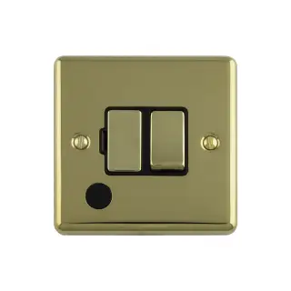 ENSWFFOPBB - Eurolite 13Amp DP Switched Fuse Spur with Flex Outlet Polished Brass with Black Trim (Enhance Range)