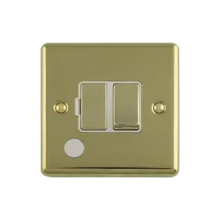 ENSWFFOPBW - Eurolite 13Amp DP Switched Fuse Spur with Flex Outlet Polished Brass with White Trim (Enhance Range)