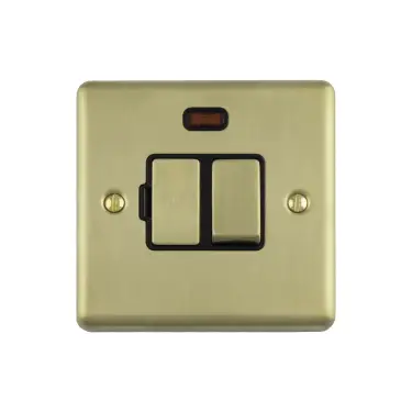 Click Here To Enlarge This Photo Of ENSWFNPBB - Eurolite 13Amp DP Switched Fuse Spur with Neon Indicator Polished Brass with Black Trim (Enhance Range)